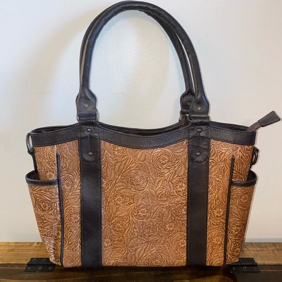 Bradford Exchange Genuine Leather Brown Shoulder Purse NEW - Picture 2 of 5